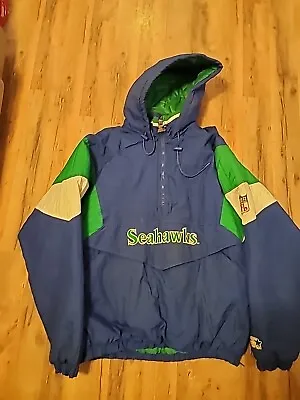 Vtg Starter Seattle Seahawks 1/4 Zip Jacket Parka Coat 90s Pullover RARE  SizeXL • $190