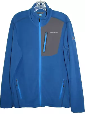 Eddie Bauer Jacket Mens Medium Tall TM Blue Fleece Full Zip First Ascent Outdoor • $24.95