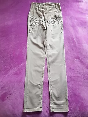 H&M Mama Maternity Size 12/EUR 40 Over Bump Chinos Trousers L33  - Beige • £9.50