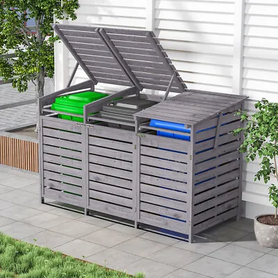 Bi/Triple Wheelie Bin Storage Wooden Store Cover Garden Rubbish Dustbin 2/3 Shed • £165.95