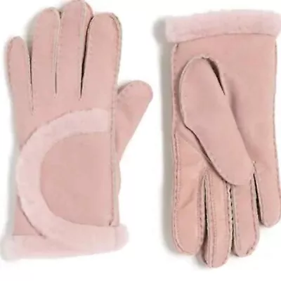 UGG  Genuine Shearling Suede Gloves PINK CRYSTAL Size Large NEW $155 • $47.98