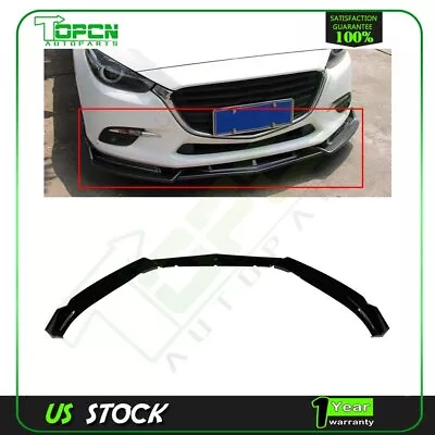 Fits 2014-2018 Mazda 3 Front Spoiler Lip Painted Black Glossy Finish • $39.79