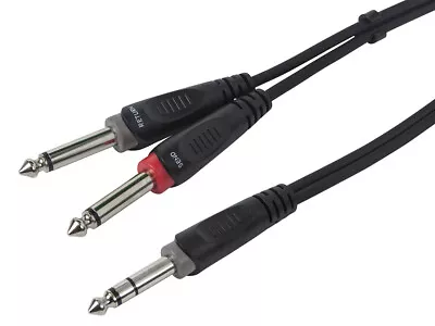 1/4inch TRS Male To Two 1/4inch TS Male Insert Cable Cord - 3 Meter 10ft - Black • $11.98