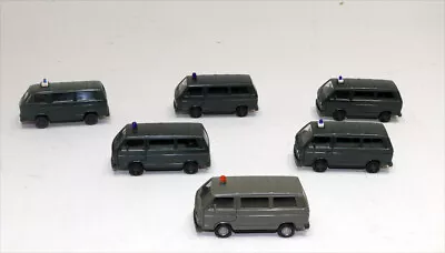 Lot 6 Herpa Roco Volkswagen Military Buses W/ Beacon HO 1:87 Scale Olive Drab VW • $9.95