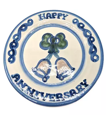 MA Hadley Pottery Happy Anniversary Plate Cake Serving 13  Signed Bells • $99.99
