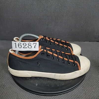 Polo By Ralph Lauren Ferguson Shoes Mens Sz 9D Black White Canvas Sneakers • $29.25