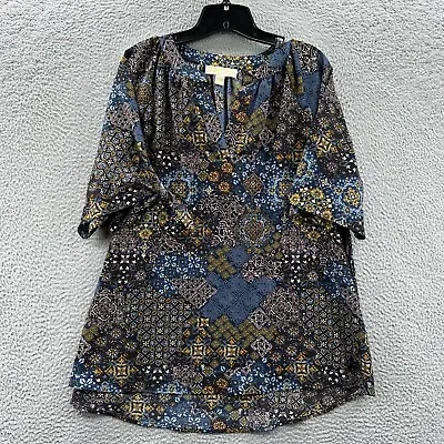 MICHAEL MICHAEL KORS Blouse Womens Large Top Short Sleeve Blue • $12.95