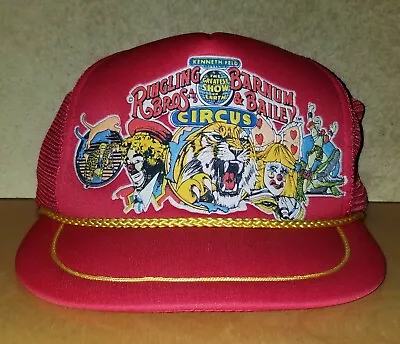 Vtg 80s Ringling Bros. Barnum Bailey Circus Trucker Snapback Cap Hat Tiger Clown • $49.99