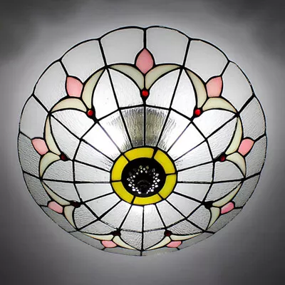 Mission Tiffany Style Ceiling Light Flush Mount Stained Glass Lighting Fixture • $76.99