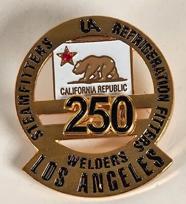 UA PlumbersSteamfitters Refrigeration Union Pin Local 250 California Bear READ • $39.95