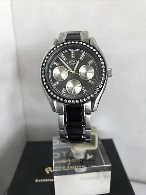 £59.99 • Buy Rotary Ladies Chronospeed Black & Silver S.Steel Bracelet Watch LB03447/04