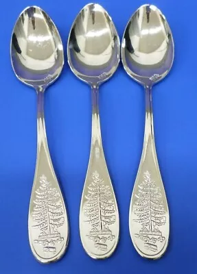 3 - Spode BIG CHRISTMAS TREE Glossy 18/10 Stainless China Flatware SOUP SPOONS • $30