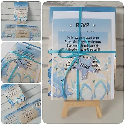 £2.30 • Buy BEACH Handmade Personalised Invitations Wedding Party Birthday Sand Sea 10 Pack