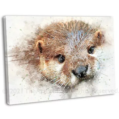 Otter Watercolour Painting Canvas Print Framed Animal Wall Art Picture  • £24.99