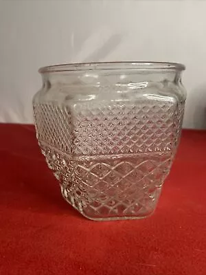 Vintage Large Wexford Anchor Hocking Large Glass Jar Cookie Jar Diamond Cut • $19.97