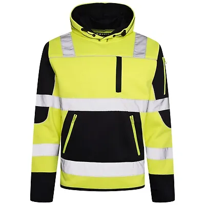 £24.95 • Buy Hi Vis Certified EN ISO 20471 Jacket Hoodie Work 3 Zip Hooded SweatShirt