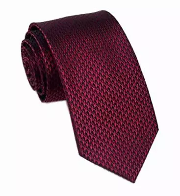 Gingham Plaid Ties For Mens Polka Pin Dots Smooth Formal One Size Burgundy Red • $24.28
