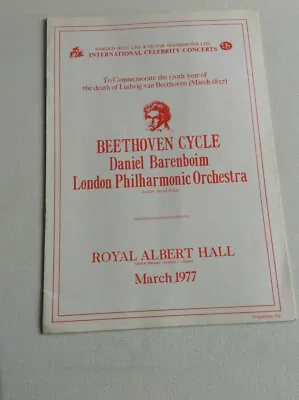 Daniel Barenboim / Lpo Programme Beethoven Cycle Royal Albert Hall March 1977 • £15