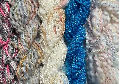 Job Lot Bundle Yarn Wool Crafts Crochet Pom Pom Fancy Slub 5x 10 Meters #261 • £3.49