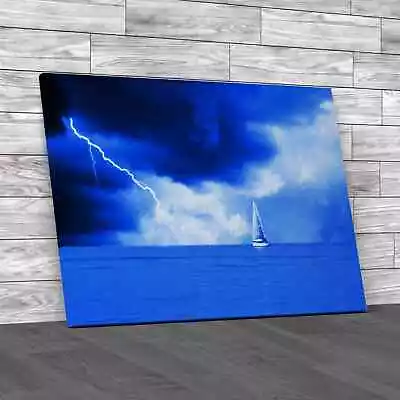 Seascape Of Lightning Blue Canvas Print Large Picture Wall Art • £21.95