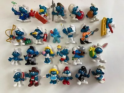 Lot Of 23 Different Smurf Figures 2” Vintage Peyo Schleich 70’s 80’s Smurfette • $49.99