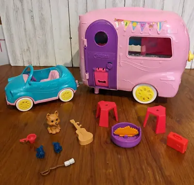 Barbie CHELSEA DOLL LOT Happy Camper CAR Guitar Campfire Chairs Dog Marshmallows • $19.99