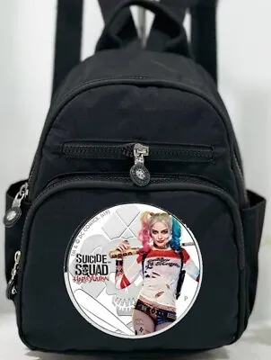 HARLEY QUINN Lady's Poly Backpack In Black Four Zip Pockets Black Durable Parts • $32