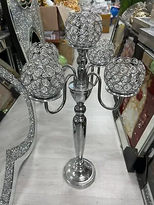 XL 5 Arms Votive Candelabra Crystal Candle Holder Centerpiece Ornament Gifts • £59.99