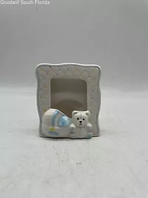 Set Of 2 White Teddy Bear Square Shape Collectible Ceramic Mini Photo Frame • $12.99