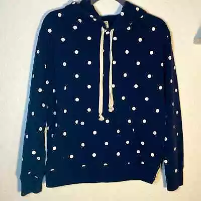 J.Crew Fleece Pullover Women’s Navy Hoodie In Polka Dot Vintage • $28