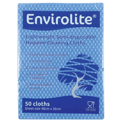 £9.65 • Buy Envirolite Lightweight 480x360mm Blue All Purpose Cloths Pack Of 50 ELF500