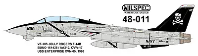 Milspec Decal Ms 48-011 1/48 Scale F-14b Tomcat Vf-103 Jolly Rogers  • $11.75