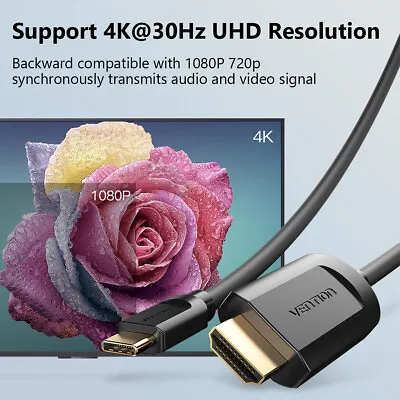 3.1 Type C USB C To HDMI HD 4K TV HDTV Cable For Galaxy S8 Note 8 Tab S3 MacBook • £6.15