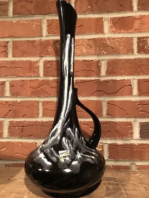 Royal Haeger Vase 18  Black Mid Century Large Ewer Drip Glaze USA Vintage • $45