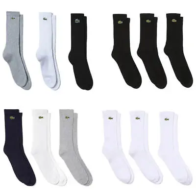 Lacoste 2024 Sport High-Cut Ribbed Stretch Cotton 3 Pack Socks 30% OFF RRP • £22.99