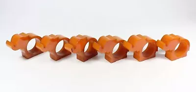 Set Of 6 Art Deco Butterscotch Amber Bakelite Elephant Napkin Rings 1930's • $199.22