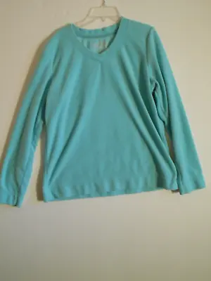 Made For Life Womens M Turquoise Fleecy V Neck Long Sleeves Pullover Sweater Top • $12.57