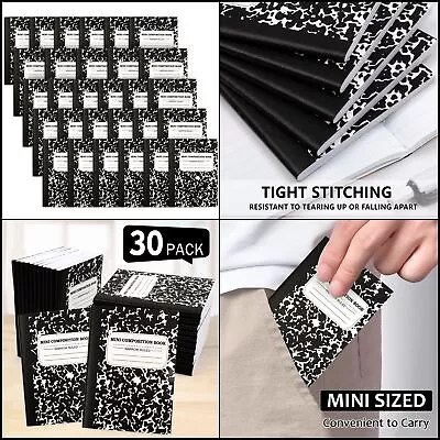 Mini Composition Notebook Black Narrow Ruled Composition Book Small Notebook X30 • $33