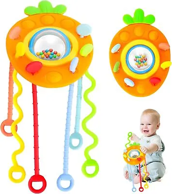 Montessori Pull String Silicone Rattle Sensory Baby Toy Activity Sensory UK • £10.89