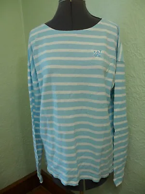 J Crew Womens Long Sleeve Striped Shirt Blue Sz M FROG Embroidered On Front NWT • $25