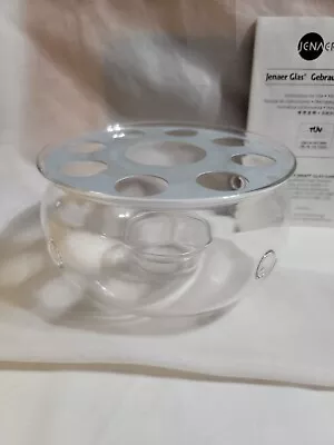 Jenaer Glas Teewarmer  Glass Teapot  WARMER Candle Holder EUC Metal Lid • $34.99