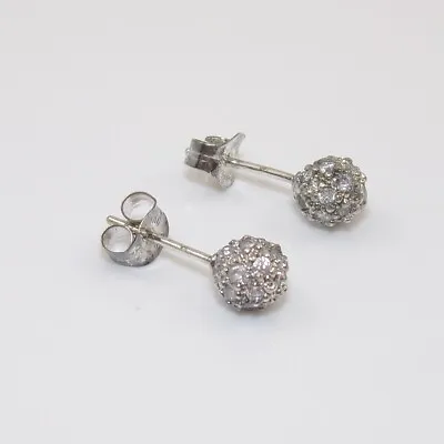 NEW Sterling Silver 1/4 Ct Clear CZ Bead Ball Cluster Stud Earrings • $20.08