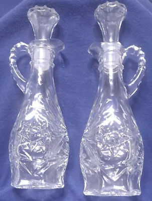 Vintage Matching Pair Of Deep Cut Crystal Cruets 8” Oil And Vinegar Set • $24.99