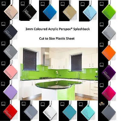 Kitchen Splashback Upstand Perspex® Plastic 3mm X 2400mm X 400mm 100+ Colours • £91.90