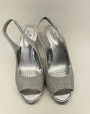 Worthington Dayne Silver Sparkle Slingback Pumps Size 8 M • £15.42