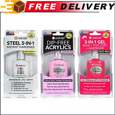 3pk Nail-Aid Steel Hardener + Dip-free Acrylics + 3-in-1 Gel Top Coat 1.65oz • $16.88