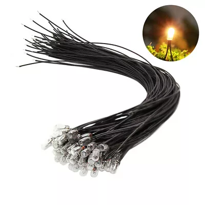 $10.99 • Buy 50PCS Clear 4mm 12V 70mA Warm White Miniature Pre-Wired Grain Of Wheat Bulbs New