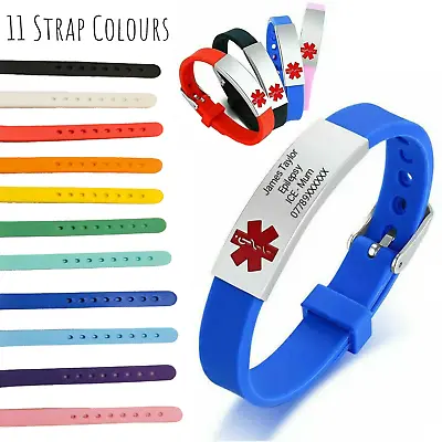 Medical Alert Bracelet Personalised Childrens/Adult Customised Engraving S Steel • $11.19