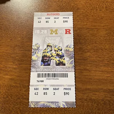 Michigan Wolverines V.S Rutgers Scarlet Knights Ticket Stub 10/28/2017 • $3.99