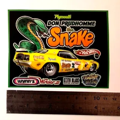 NEW! Hot Wheels NHRA Don Prudhomme GREEN Snake I '70 Cuda Banner Sticker Decal • $6